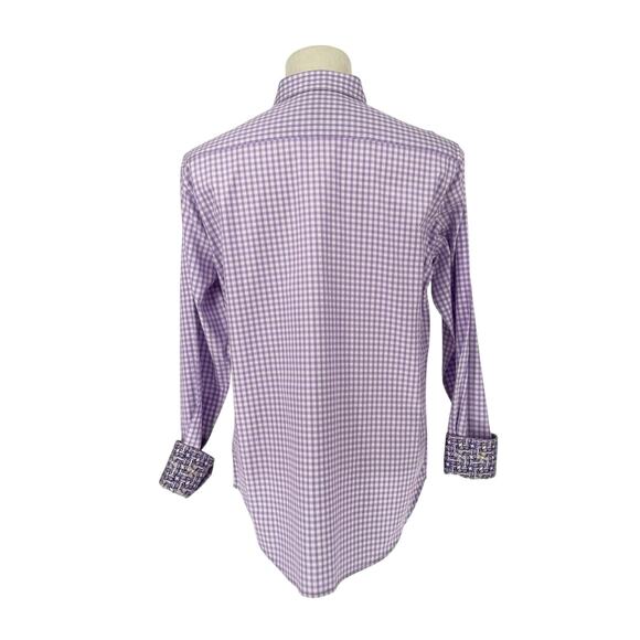 Robert Graham Woven Button Front Long Sleeve Shirt Lavender Purple Check M - Picture 9 of 9